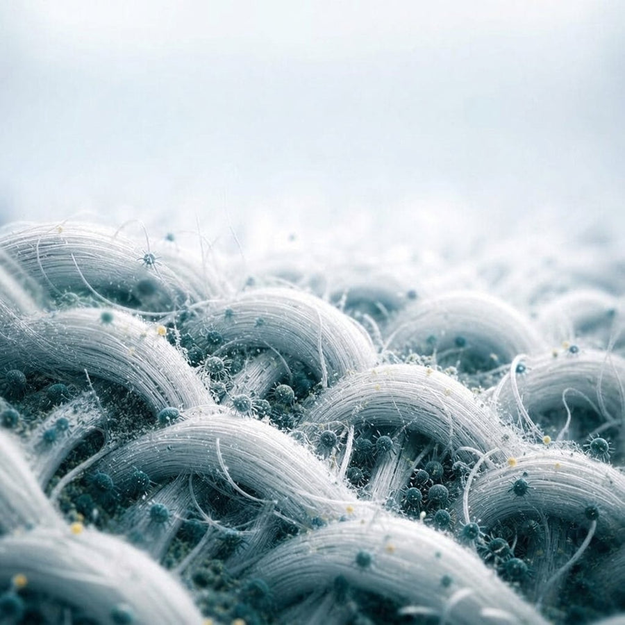 Dust mites deep in mattress fibers